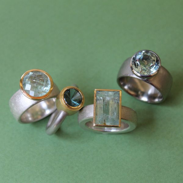 Ringe SilberGold Palladium Aquamarine Turmalin